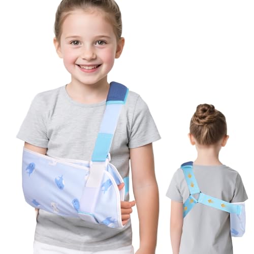 Kids Adjustable Arm Sling X-Small Whale Print for Boys & Girls - Support & Immobilizer
