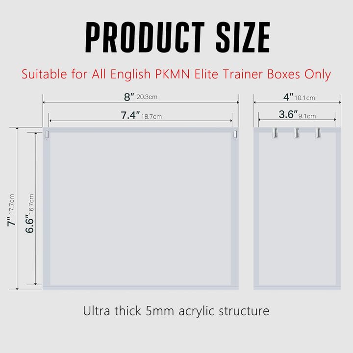 Botyboty 1 Pack Acrylic ETB Protector Case for Elite Trainer Boxes, Magnetic 5mm Thick Display