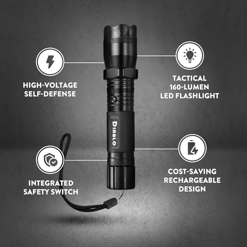 Guard Dog Security 2-in-1 Tactical Stun Gun with LED Flashlight, Rechargeable Tactical Stun Gun for Men, Women Self Defense, Police Strength with Concealed Technology