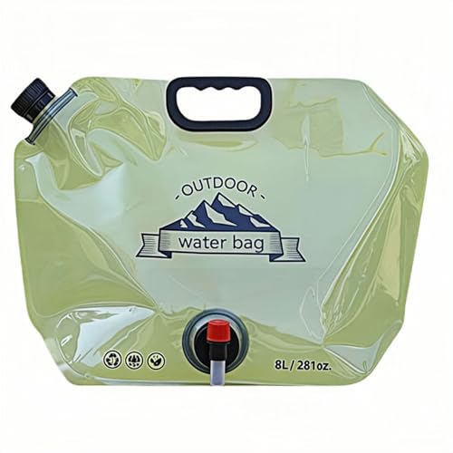 8L Collapsible Water Jug - BPA-Free, Leakproof with Faucet - Light Green
