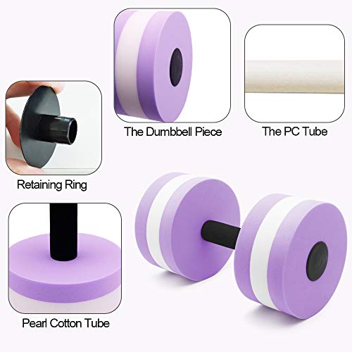 Water Dumbbells for Pool Exercise - 2 Pcs Lightweight EVA Foam - Purple