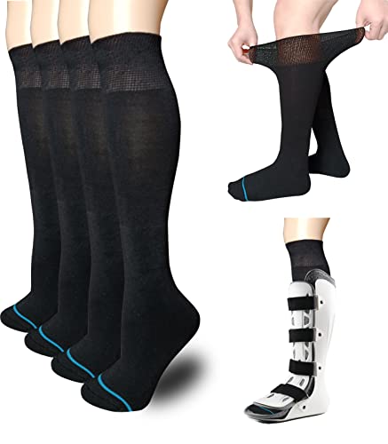 VEIGIKE Replacement Sock Liners for Walking Boots - 2 Pairs, Knee-High, Unisex Medical Socks for Orthopedic Casts and Air Walkers