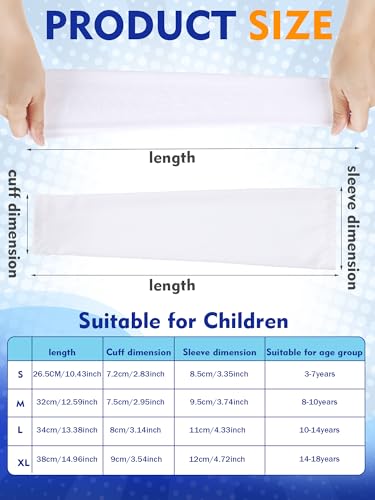 Kids Arm Sleeves 12 Pairs - Classic Colors, Ages 4-8, Sports & Outdoor Use