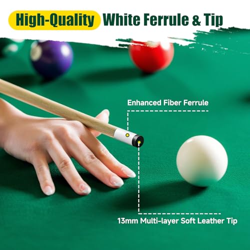58" Pool Cue Sticks Set - 2-Piece, 17/18/20 oz, 13mm Tips