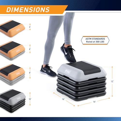 Circuit Fitness Peach Fuzz Non-Slip Step Platform with 2 Risers, 16x16 Inches