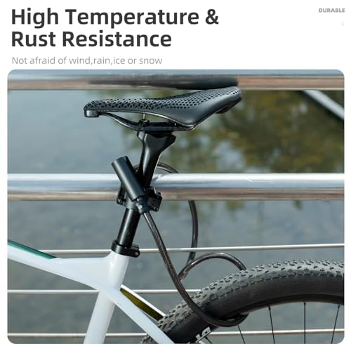 ROCKBROS Bike Cable Lock with 2 Keys, PVC-Coated Steel & Mount Bracket