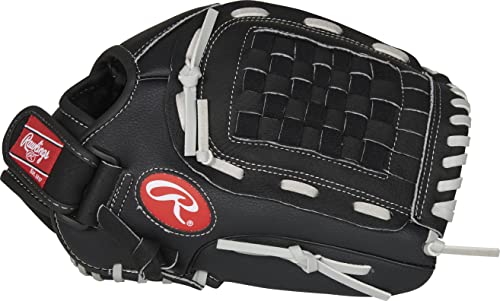 Rawlings 12" Adult Slowpitch Softball Glove - Black/Grey Basket Web, Right Hand Throw