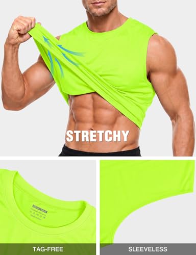 Men's Workout Sleeveless Tank Top Neon Yellow X-Large Quick Dry Athletic Gym Shirt