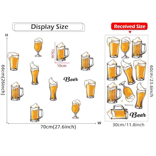 10 Pcs Beer Wall Stickers, sacinora Mugs of Beer Drinking Wall Decals Removable Vinyl Peel and Stick for Pub Kitchen Alcohol Bar Dining Room Art Home Decorations