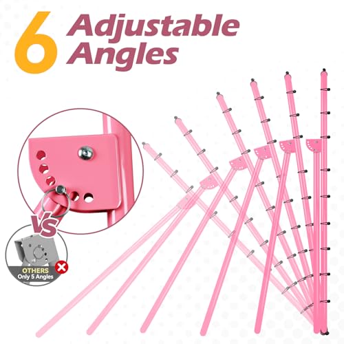 Adjustable 6-Angle Volleyball Rebounder Net - 7x4 ft, Pink