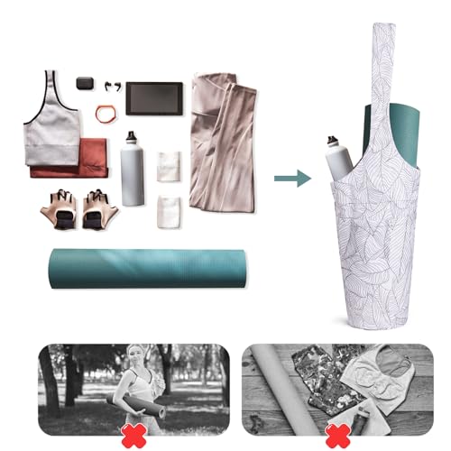 Yoga Mat Bag for Women - Large Pocket, Shoulder Strap, White