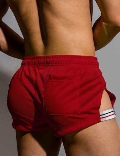 Mens Athletic Workout Shorts Large Red No Lining GYMAPE