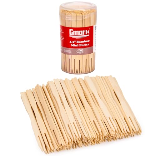 Natural Bamboo Mini Forks - 3.5 Inch, 110 Pack for Appetizers