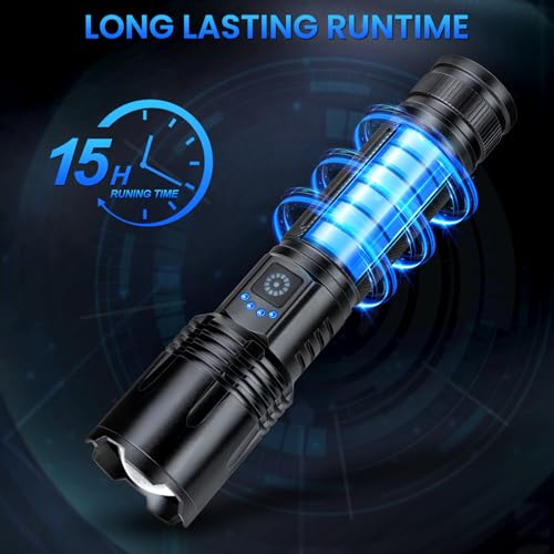 Flashlight Rechargeable 99,000 High Lumens, 3 Pack Led Flash Lights with 5 Modes, Waterproof Handheld Linterna for Camping, Home, Outdoor