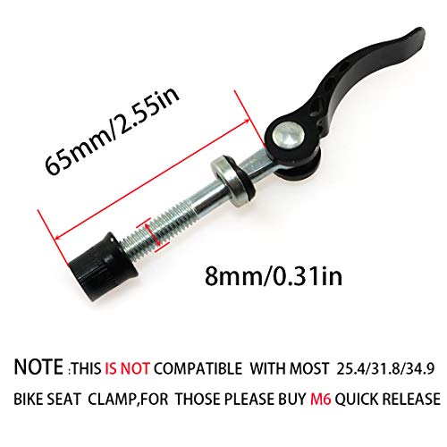 Bike Seat Clamp Quick Release - 2pcs M8x65 Black Durable Parts