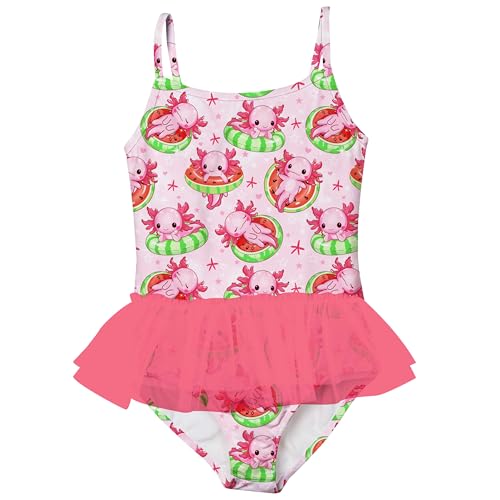 Girls One Piece Swimsuit - Mermaid Bathing Suit, Pink Watermelon, 3-4T