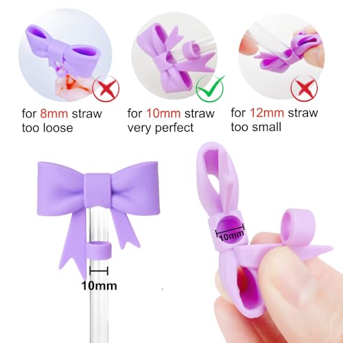 Bow Shape Silicone Straw Topper for 10mm Straws - Cat Design