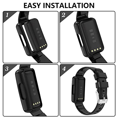 Clear Wristband with Protective Case for Fitbit Inspire 2 - Full Black