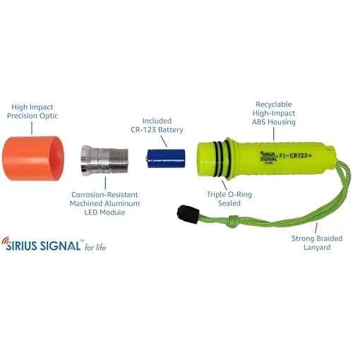 Sirius Signal F1-CR123 80 Lumen Floating IP68 Waterproof LED Flashlight with Lanyard