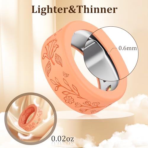 Floral Silicone Cover for Oura Ring - 4 Pack, Small (Dopamine)