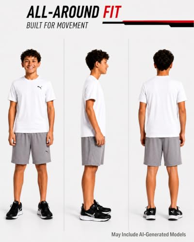 PUMA Boys 2 Pack Basketball Shorts - Active Performance, Navy/Grey, Sizes 4-20