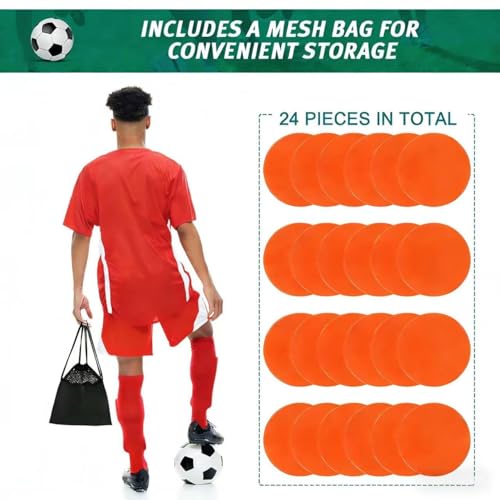 24 Pcs Non-Slip 4-Inch Poly Spot Markers for Gym & Sports