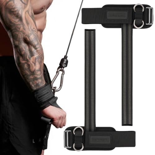 Weightlifting Wrist Straps with D Rings - Black (6.3-7.5 inch)