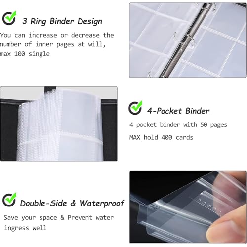 Football Card Binder 400 Pockets - Waterproof Trading Card Album