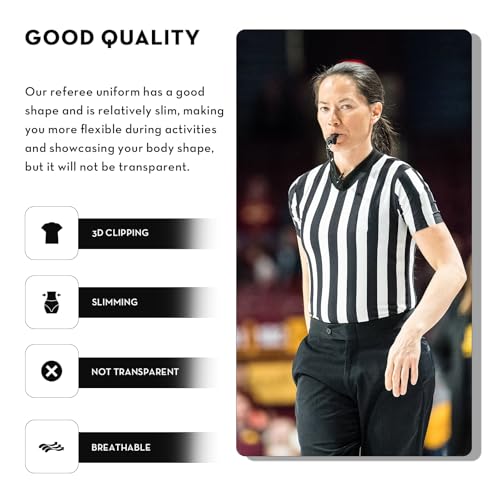 Women's V-neck Referee Shirt - Black & White Stripe Uniform