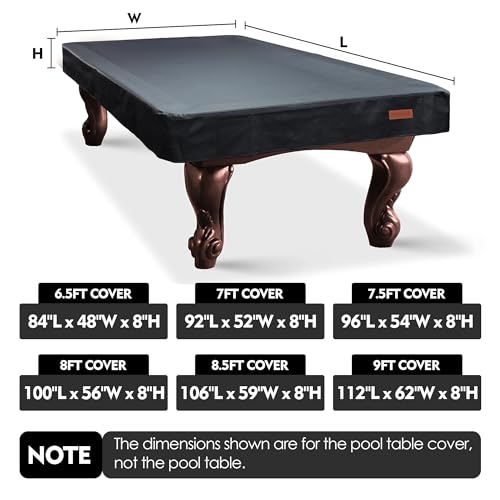 Heavy Duty Pool Table Cover - Waterproof Leatherette, 8.5 FT