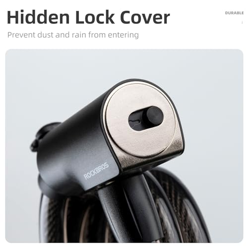ROCKBROS Bike Cable Lock with 2 Keys, PVC-Coated Steel & Mount Bracket