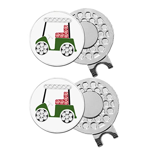Golf Ball Marker with Hat Clip - 2 Golf Cart Variants