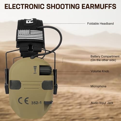Electronic Ear Protection for Shooting - 5X Amplification, Brown