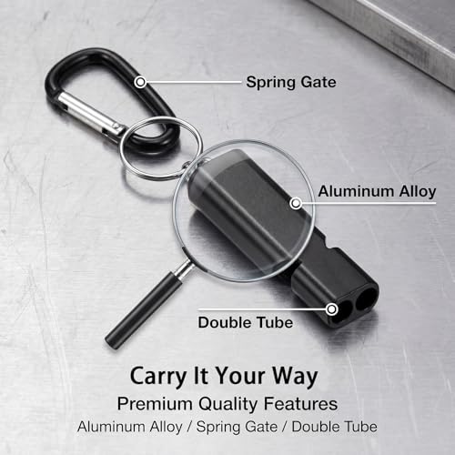 6-Pack Multi-Color 2-Inch Aluminum D-Ring Carabiner Clips with Whistles - Outdoor Gear Accessories