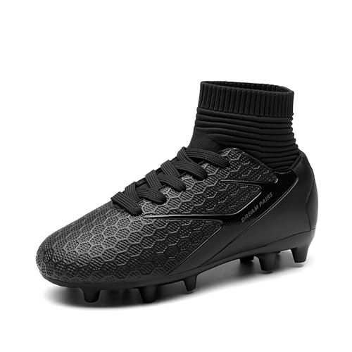 Kids Soccer Cleats - Dream Pairs Big Kid Black Monochrome Football Shoes, Size 6