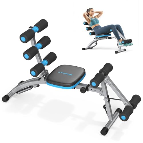 Adjustable Ab Machine - Ergonomic Core Trainer Bench - Black Blue