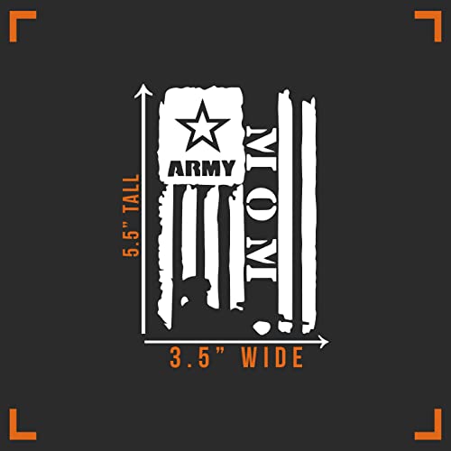 Army Mom Vinyl Decal Sticker - 3.5" x 5.5" - White