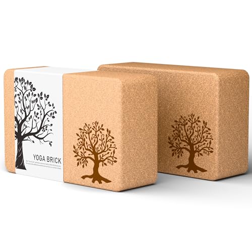 Eco-Friendly Cork Yoga Blocks - 2 Pack Non-Slip Support