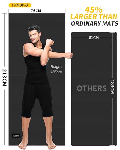 Extra Long Wide Yoga Mat - 84" x 30" x 6mm - Black