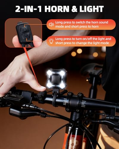 WSDCAM 140dB Bike Horn with Front & Rear LED Light – 2-in-1 Rechargeable