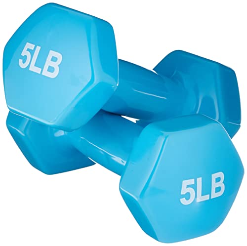 5 lb Vinyl Coated Dumbbell Weights - Durable & Non-Slip Grip