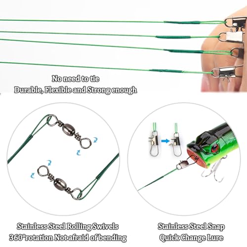 Fishing Leaders - 30pcs Stainless Steel Leader Wire with Swivel Snaps - 9.84 Inch
