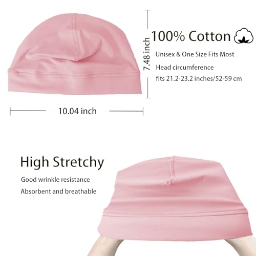 100% Cotton Skull Caps Beanie Sleep Hats - Pink & Light Purple
