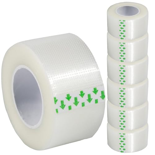 Clear Medical Tape 1 in x 10 yd - 6 Pack, Transparent Adhesive for Sensitive Skin