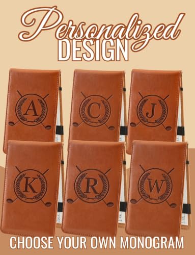 Personalized Golf Scorecard Holder with Pencil & Scorecards - Brown