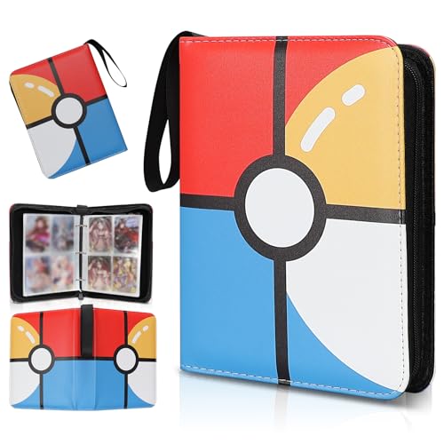 4 Pocket Trading Card Binder with 400 Sleeves - Waterproof PU Collection Organizer