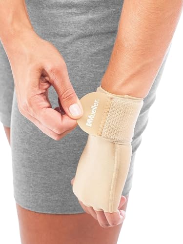 Mueller Large/X-Large Compression Glove for Hand & Wrist Pain Relief, Support, Arthritis, Carpal Tunnel - Beige