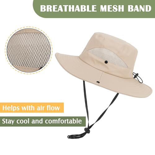Kids Sun Hat for 5-10 Years - Breathable Outdoor Fishing Hat - Beige