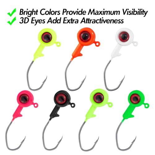 Crappie Jig Heads with 3D Eyes - White 1/32oz - 10 Pack
