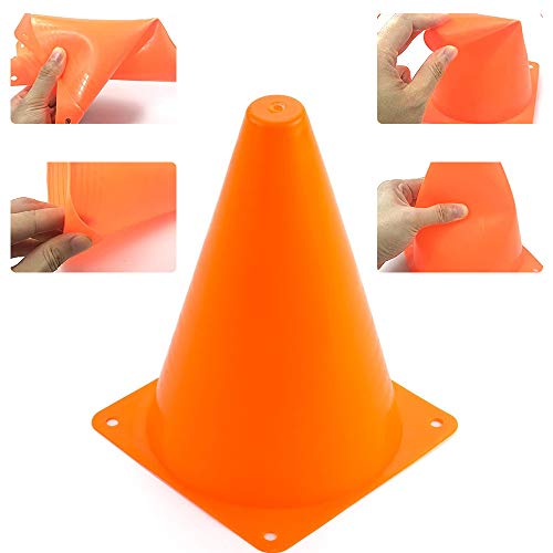 7-Inch Plastic Agility Cones - Set of 20 for Sports & Party